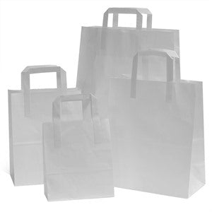 White Paper Carrier Bag Med [8.5x14x10inch] 250 Units